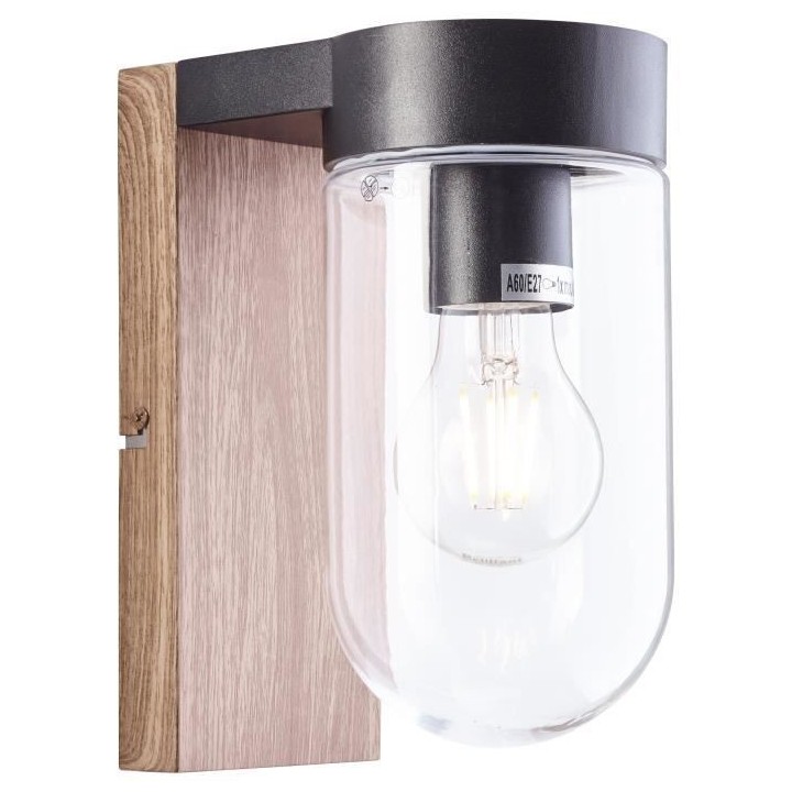 Applique extérieure CABAR - BRILLIANT - bois foncé/noir - métal/ver