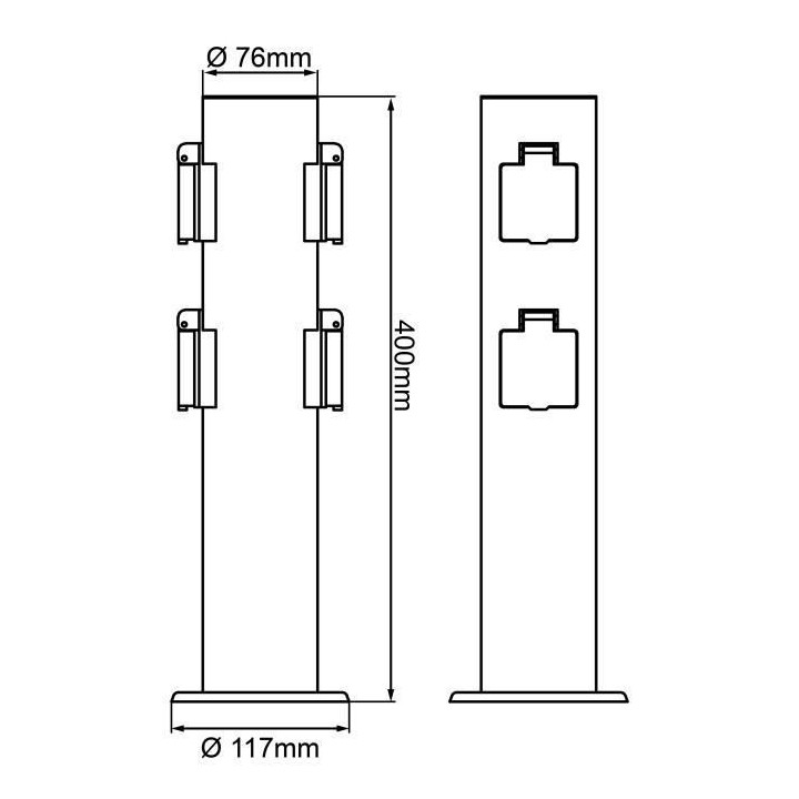 BRILLIANT - DODY Borne avec 4 prises noir métal/plastique E27 LED xW