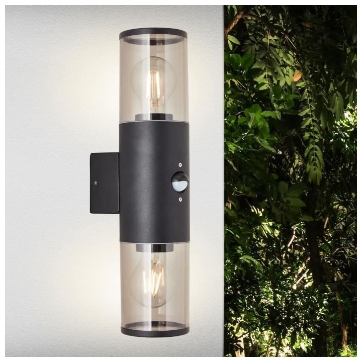 Applique extérieure SERGIORO - BRILLIANT - 2L avec détecteur - noir