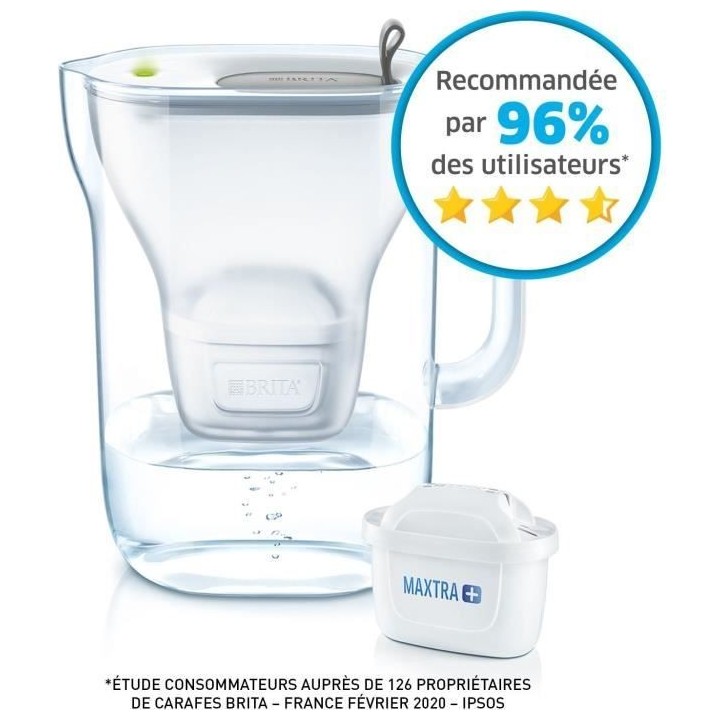 Carafe filtrante - BRITA - Style grise - 3 cartouches MAXTRA+ incluses