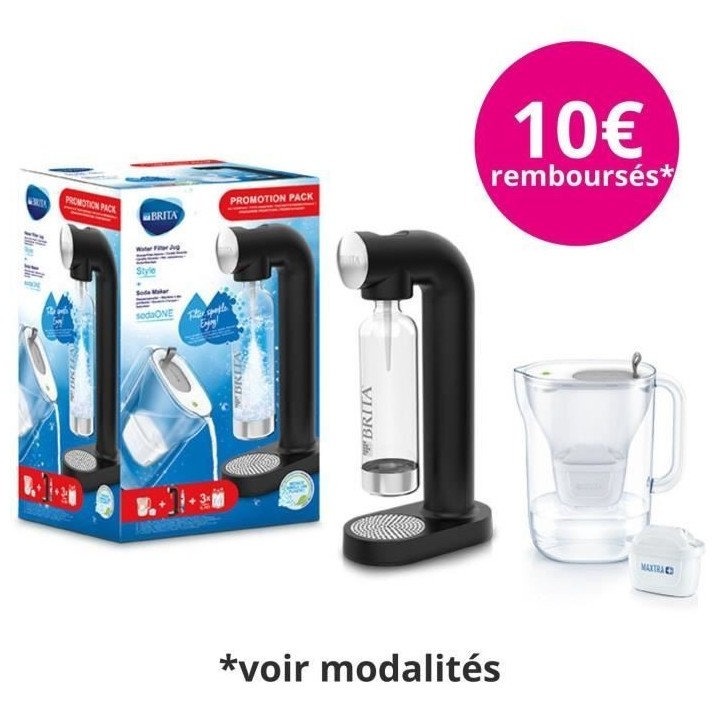 Machine a soda BRITA SodaONE noire + carafe grise MAXTRA+