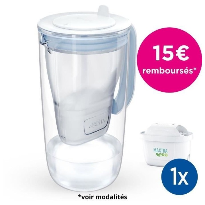 BRITA Carafe en verre bleue + 1 cartouche filtrante MAXTRA PRO All-in-