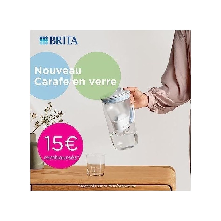 BRITA Carafe en verre bleue + 1 cartouche filtrante MAXTRA PRO All-in-
