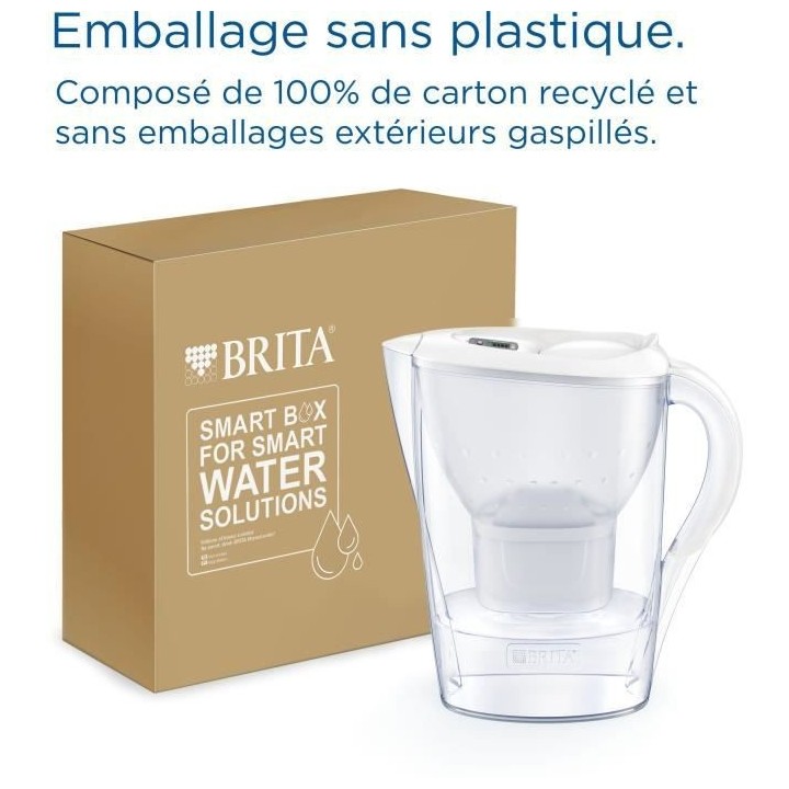 BRITA Carafe filtrante Marella blanche + 1 cartouche filtrante MAXTRA
