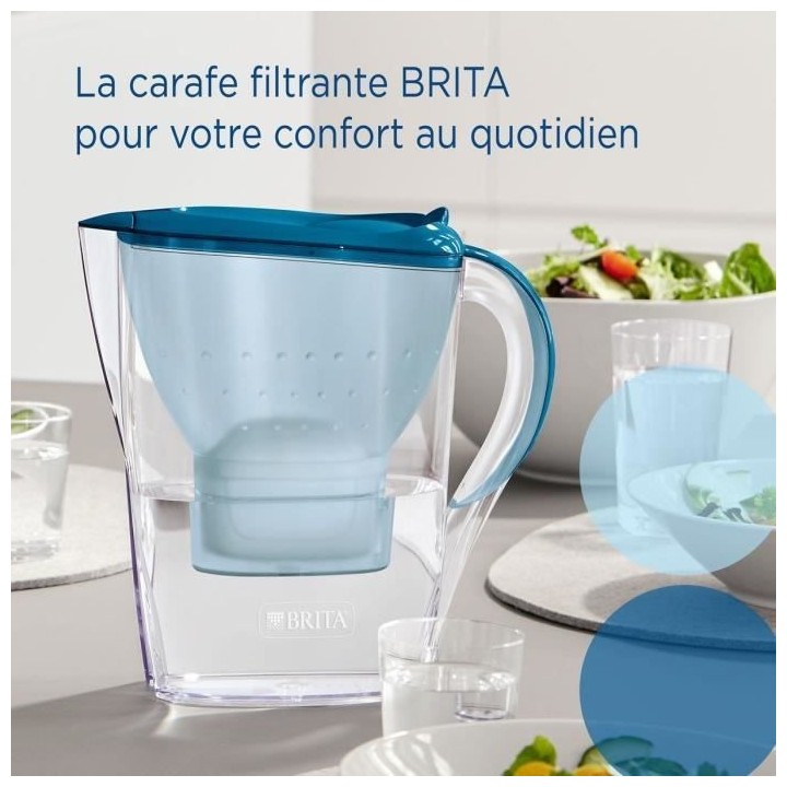 BRITA Carafe filtrante Marella bleue + 1 cartouche filtrante MAXTRA PR