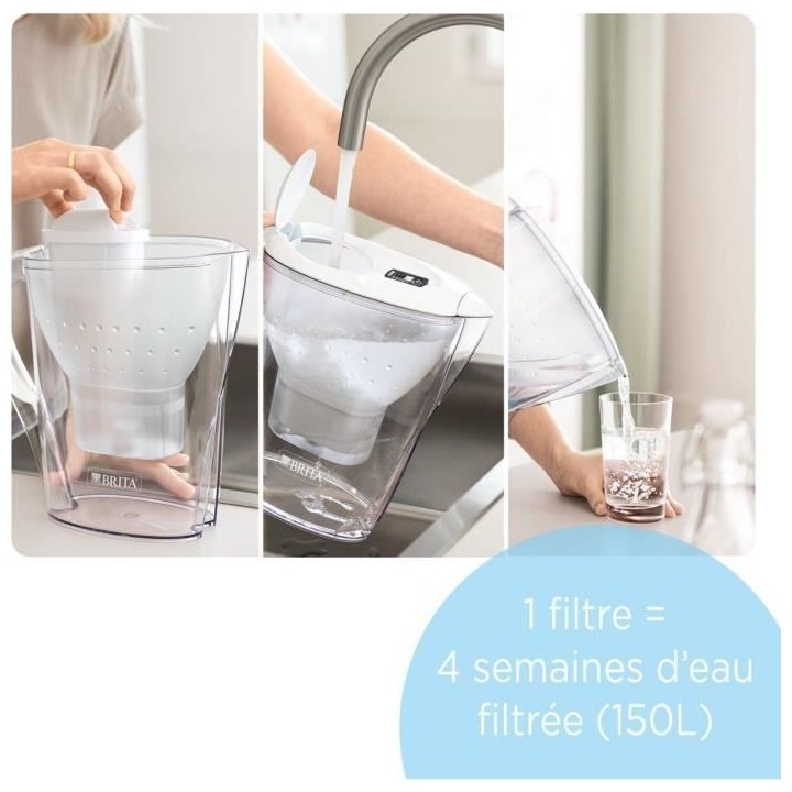 BRITA Carafe filtrante Marella bleue + 1 cartouche filtrante MAXTRA PR