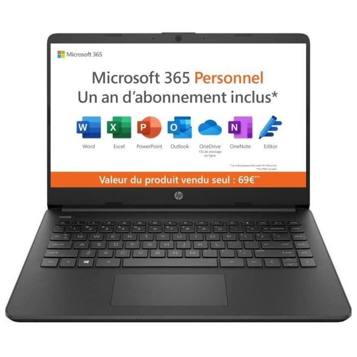 PC Portable - HP 14s-dq0045nf - 14 HD - Intel Celeron - 4 Go - Stockag