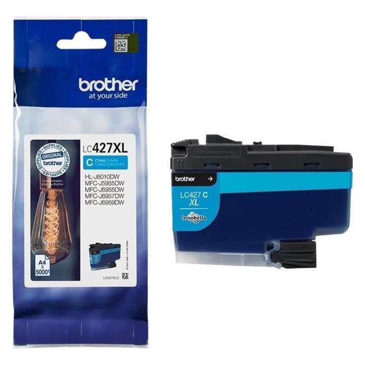 Cartouche d'encre LC427XLC - BROTHER - Cyan - 5000 pages - Pour Brothe