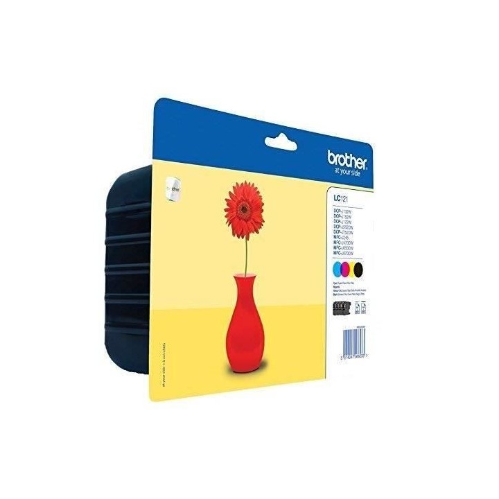 Cartouche d'encre BROTHER LC-121 - Noir, Magenta, Cyan, Jaune - Jet d'