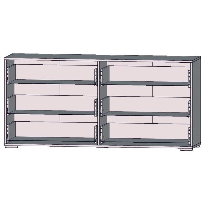 Commode 6 tiroirs - Décor chene et blanc mat - Contemporain - L 159,9