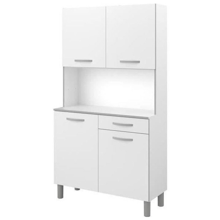Buffet de cuisine - Blanc - Contemporain - 4 portes - OSLO - L 101 cm
