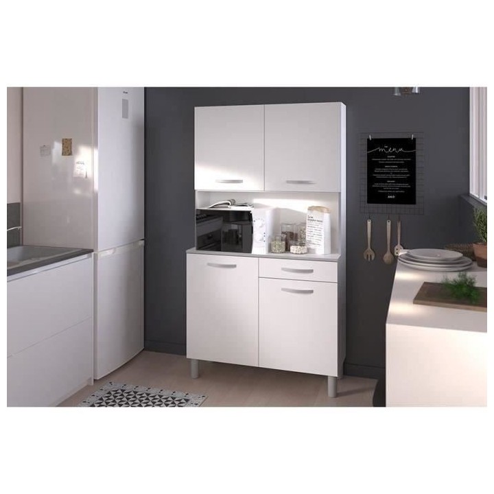 Buffet de cuisine - Blanc - Contemporain - 4 portes - OSLO - L 101 cm