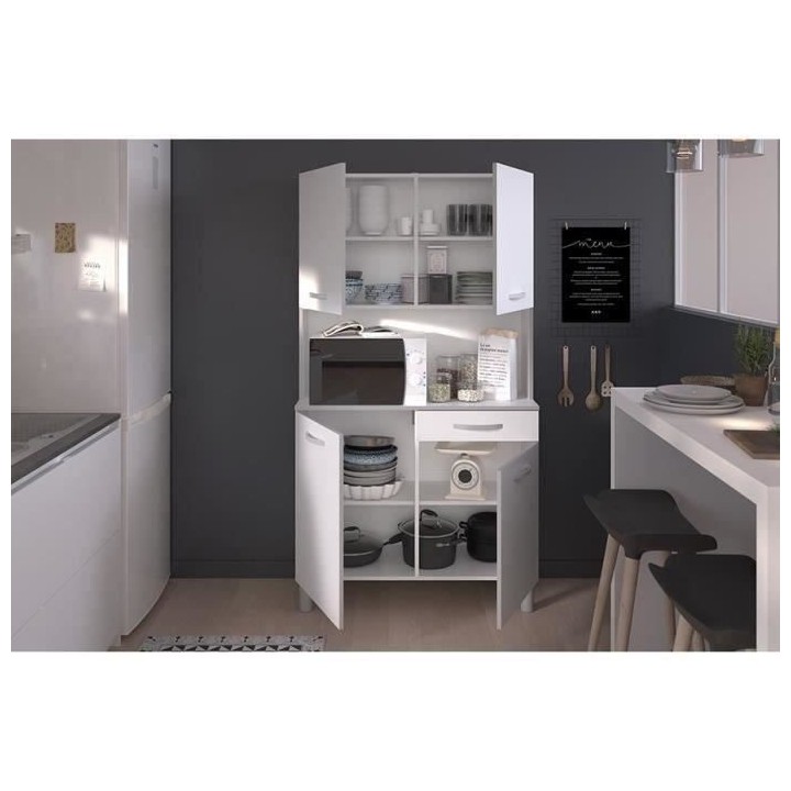 Buffet de cuisine - Blanc - Contemporain - 4 portes - OSLO - L 101 cm
