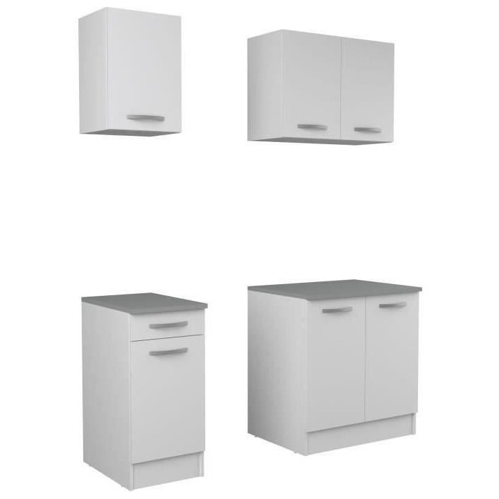 Cuisine complete OSLO - L 180cm - Blanc Mat - Plan de travail inclus