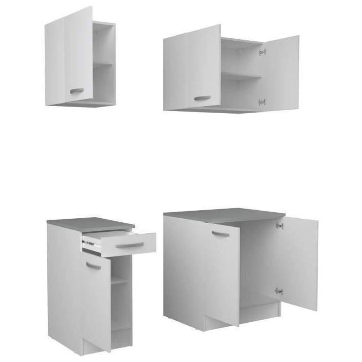 Cuisine complete OSLO - L 180cm - Blanc Mat - Plan de travail inclus