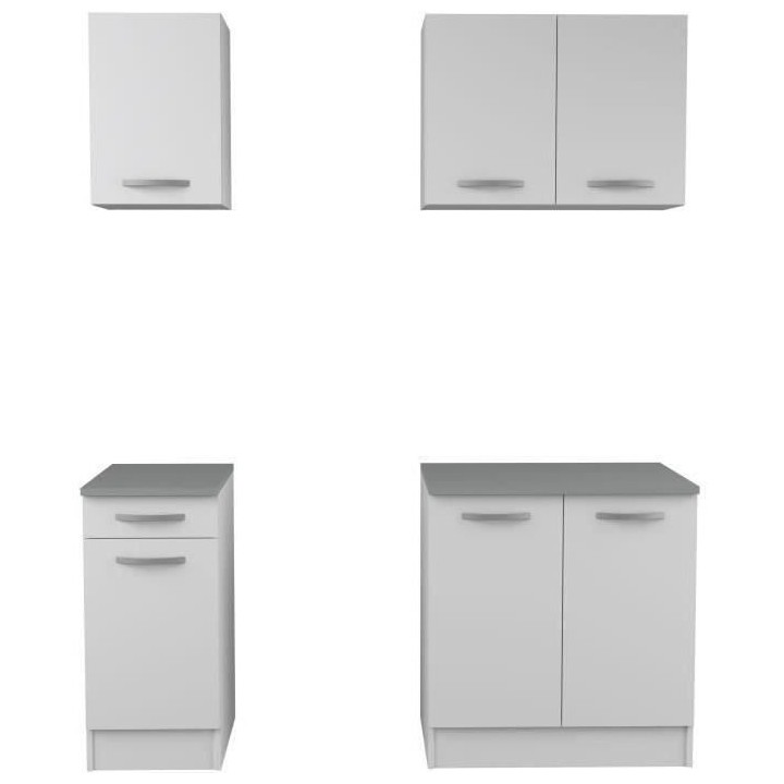 Cuisine complete OSLO - L 180cm - Blanc Mat - Plan de travail inclus