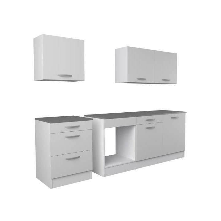 Cuisine Complete OSLO - L 240cm - Blanc - Plan de travail Inclus