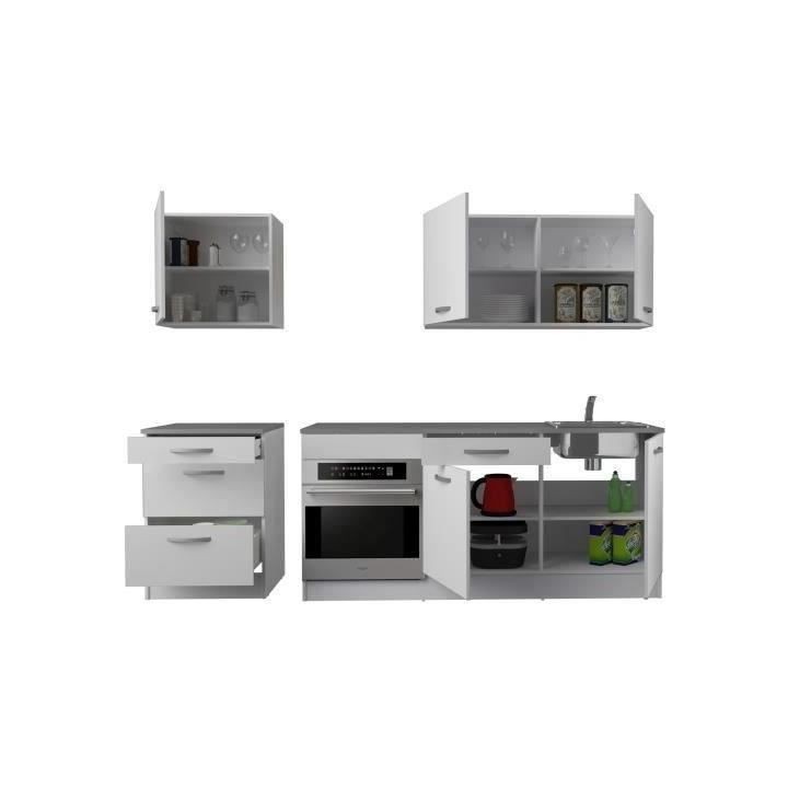 Cuisine Complete OSLO - L 240cm - Blanc - Plan de travail Inclus