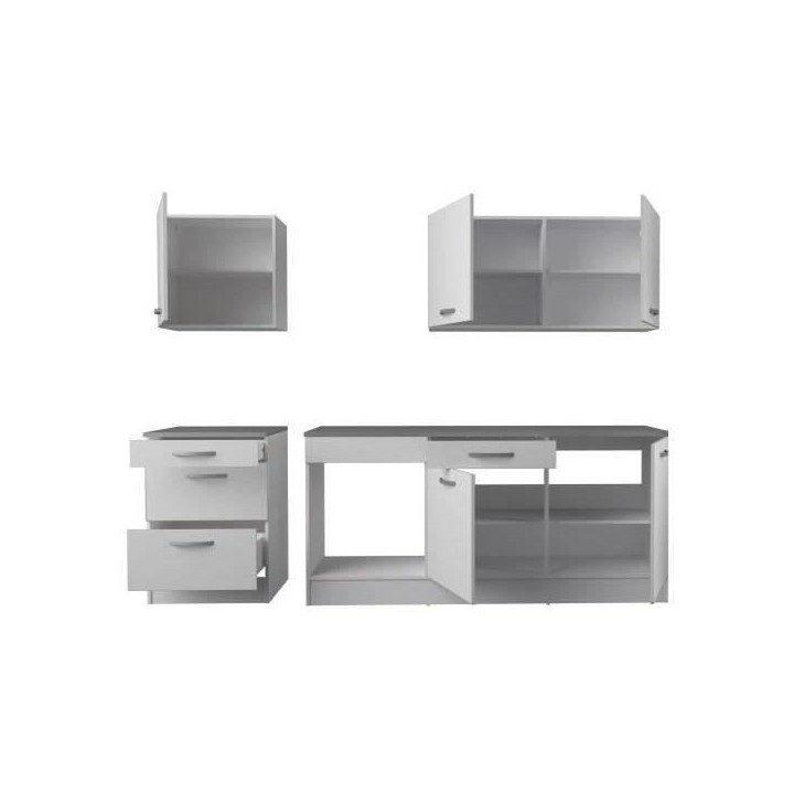 Cuisine Complete OSLO - L 240cm - Blanc - Plan de travail Inclus