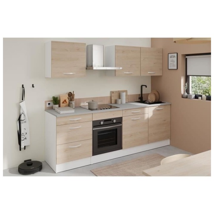 Cuisine complete OSLO - L 240cm - Chene - Plan de travail inclus