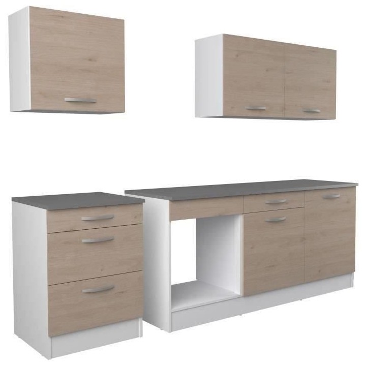 Cuisine complete OSLO - L 240cm - Chene - Plan de travail inclus