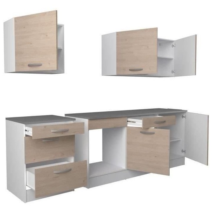 Cuisine complete OSLO - L 240cm - Chene - Plan de travail inclus