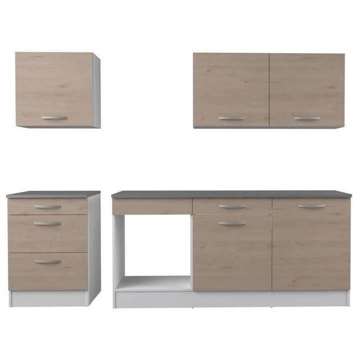 Cuisine complete OSLO - L 240cm - Chene - Plan de travail inclus