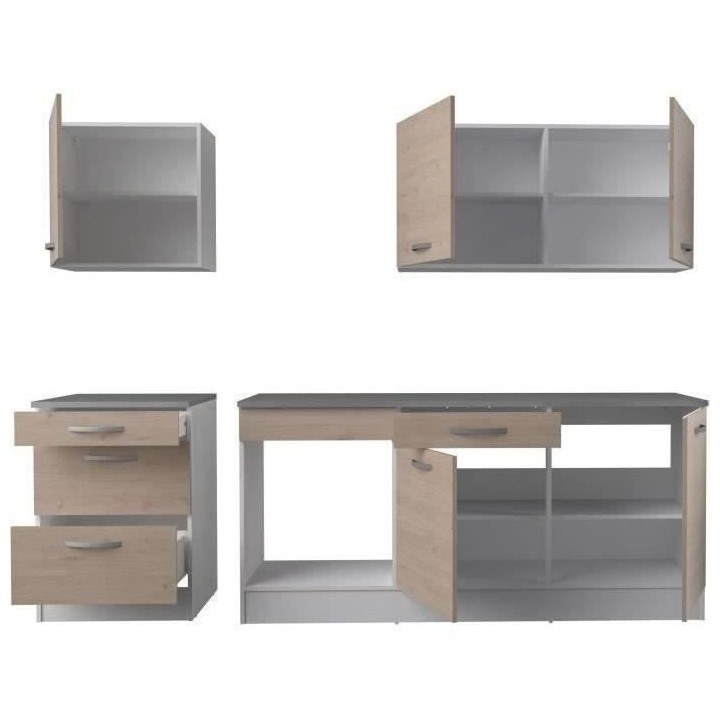 Cuisine complete OSLO - L 240cm - Chene - Plan de travail inclus