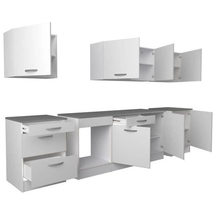 Cuisine complete OSLO - 300cm - Blanc - Plan de travail inclus