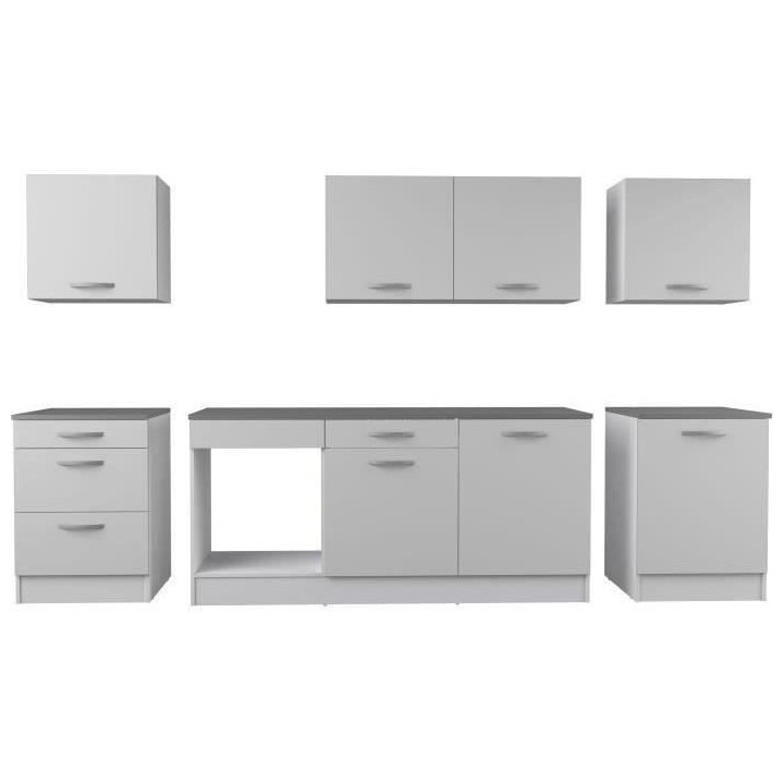 Cuisine complete OSLO - 300cm - Blanc - Plan de travail inclus