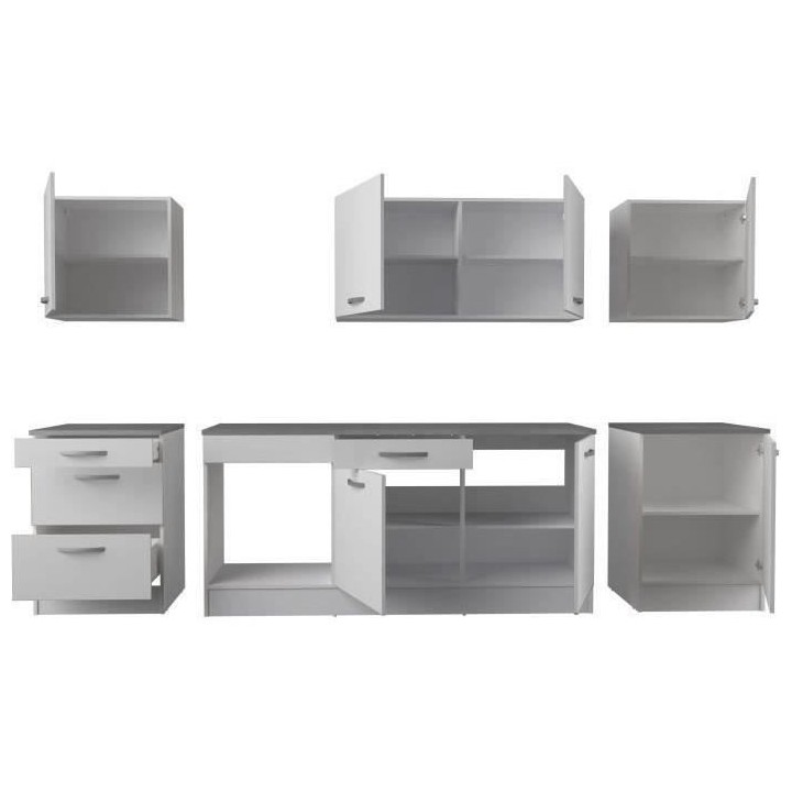 Cuisine complete OSLO - 300cm - Blanc - Plan de travail inclus