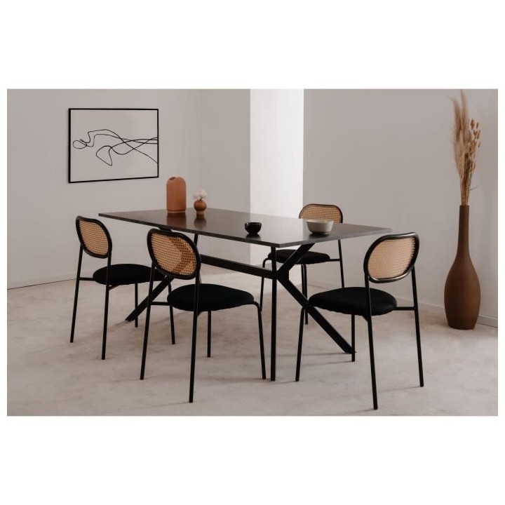 Table Onex 81A - 180 x 75 x 90 cm - Décor ardoise foncé / noir - 8 p