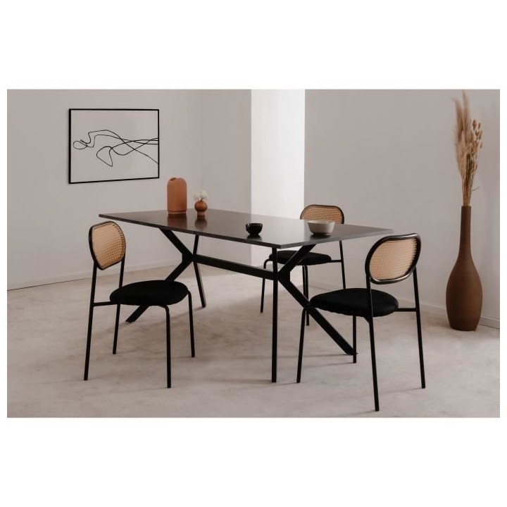Table Onex 81A - 180 x 75 x 90 cm - Décor ardoise foncé / noir - 8 p
