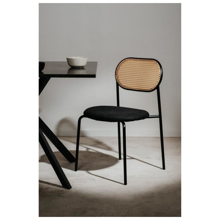 Table Onex 81A - 180 x 75 x 90 cm - Décor ardoise foncé / noir - 8 p