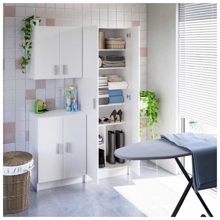 Armoire rangement chaussure - meuble d'entrée - 2 portes avec étager