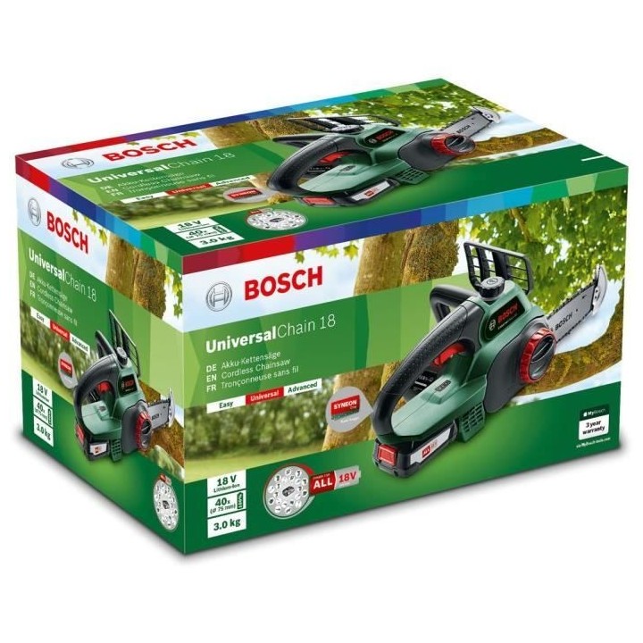 BOSCH Tronçonneuse sans fil - UniversalChain 18 (LIvré avec : 1 batt
