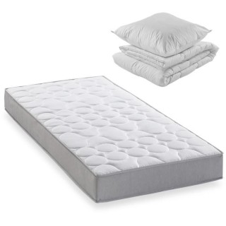 Pack matelas 90x190 cm + couette + oreiller - 330 Ressorts ensachés -