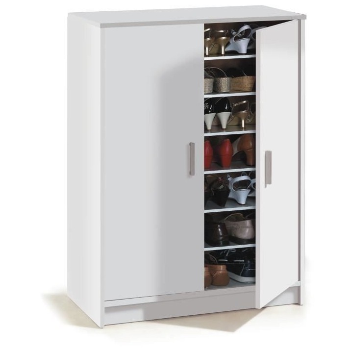 Meuble a chaussures armoire BASIC - 2 portes + 6 étageres - Mélamin