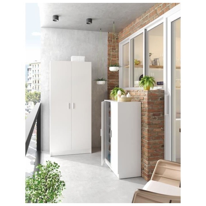 Meuble a chaussures armoire BASIC - 2 portes + 6 étageres - Mélamin