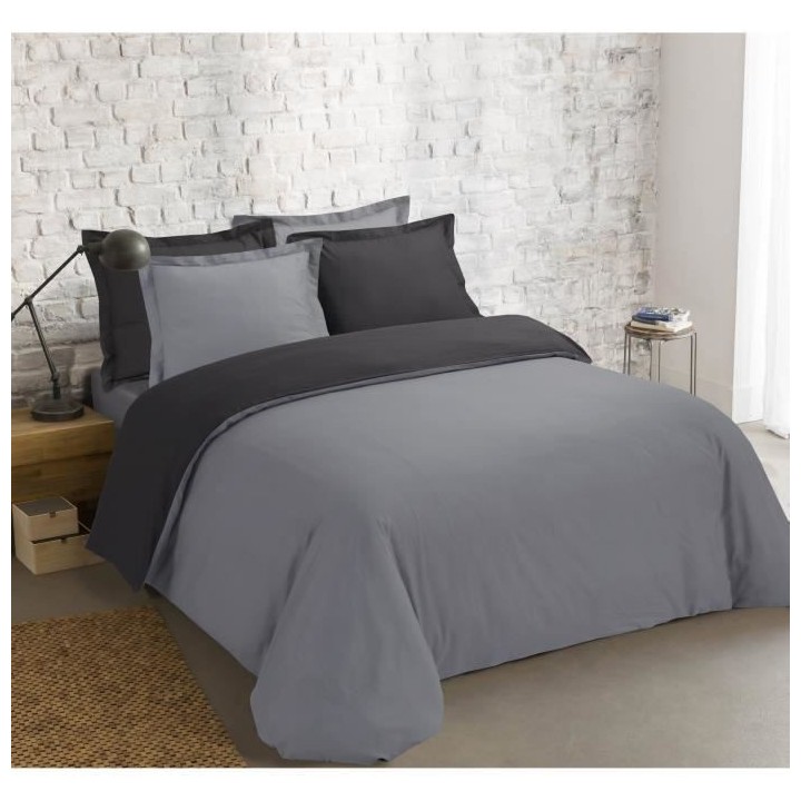 VISION - Bicolore - Housse de couette Réversible 240x220cm avec 2 tai