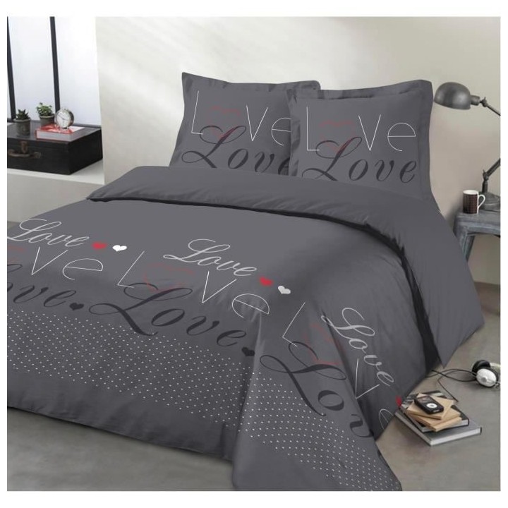 VISION Parure de couette Love - 100% coton - 1 housse de couette 240 x