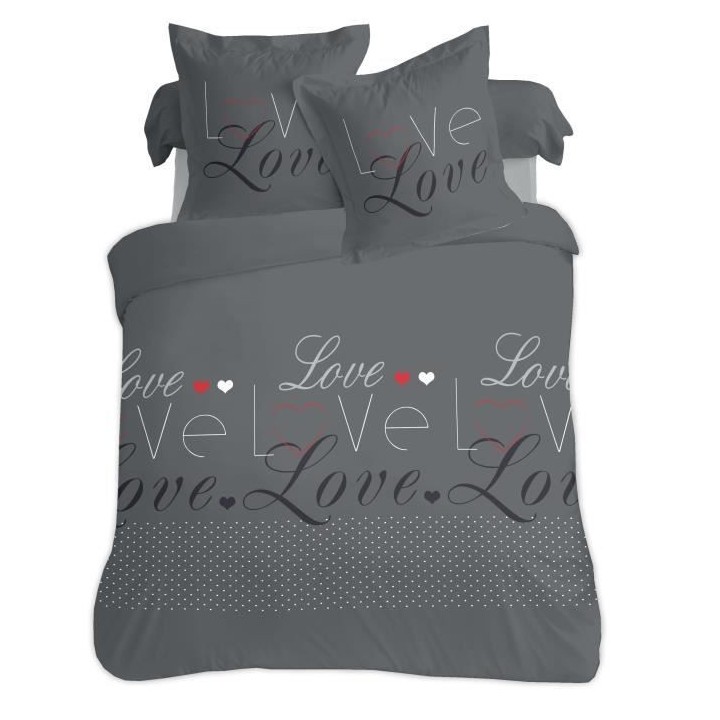 VISION Parure de couette Love - 100% coton - 1 housse de couette 240 x