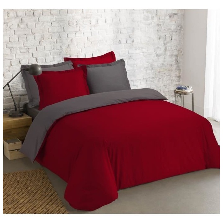 VISION - Bicolore - Housse de couette Réversible 200x200cm avec 2 tai