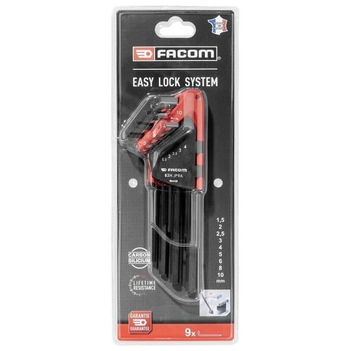 Jeu de 9 Clés Mâles longues 6 pans FACOM - 83H.JP9APB (Livré avec s