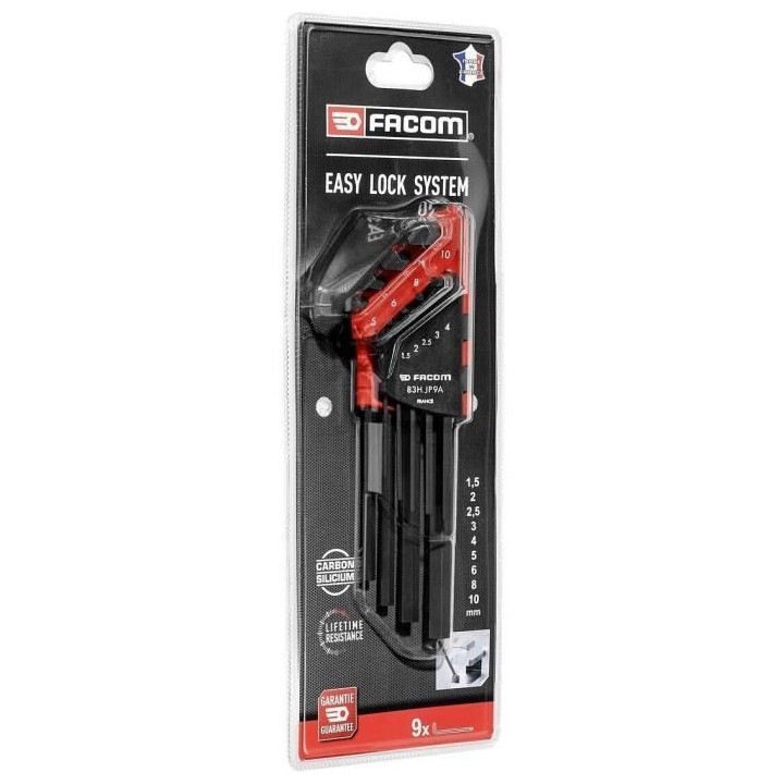 Jeu de 9 Clés Mâles longues 6 pans FACOM - 83H.JP9APB (Livré avec s