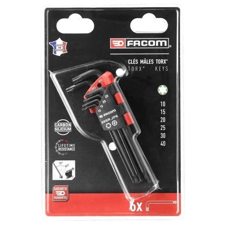 Jeu de 6 clés allen - FACOM - 89SR.JP6PB - Longues - a tete sphériqu