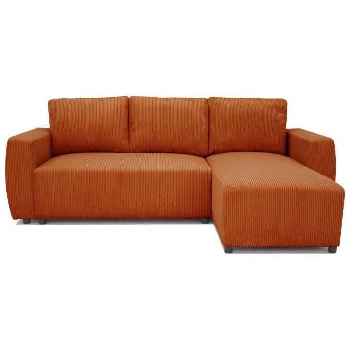 Canapé d'angle convertible 3 a 4 places PHARELL - Tissu velours cotel