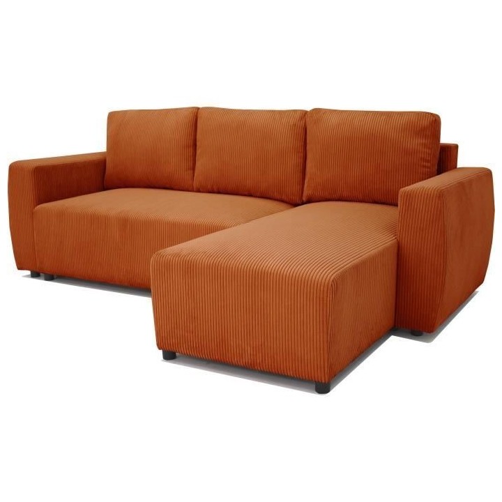 Canapé d'angle convertible 3 a 4 places PHARELL - Tissu velours cotel