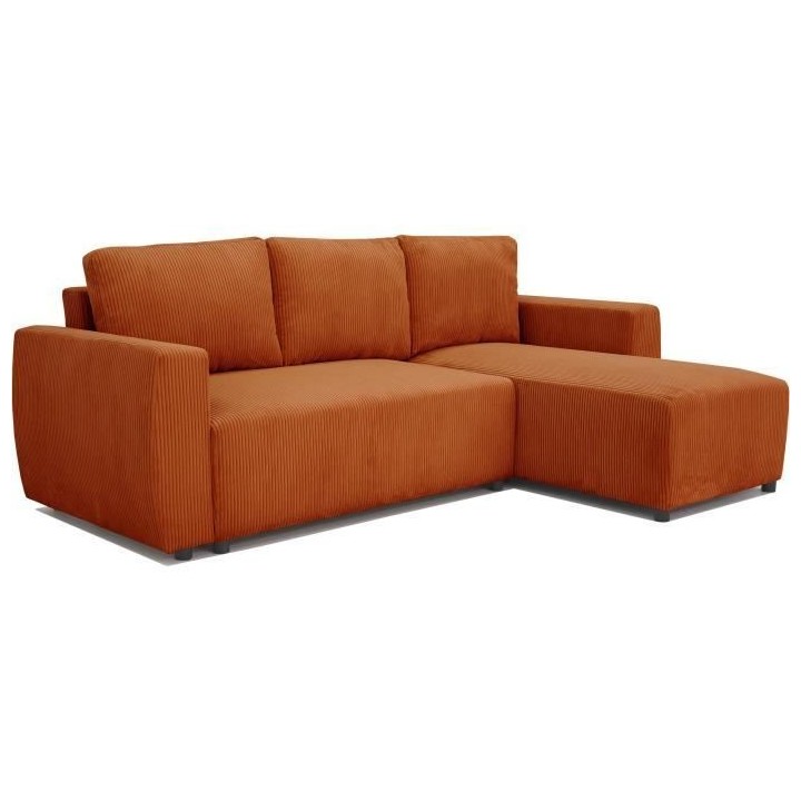 Canapé d'angle convertible 3 a 4 places PHARELL - Tissu velours cotel