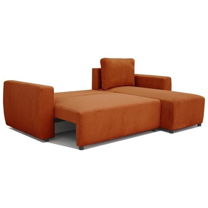 Canapé d'angle convertible 3 a 4 places PHARELL - Tissu velours cotel